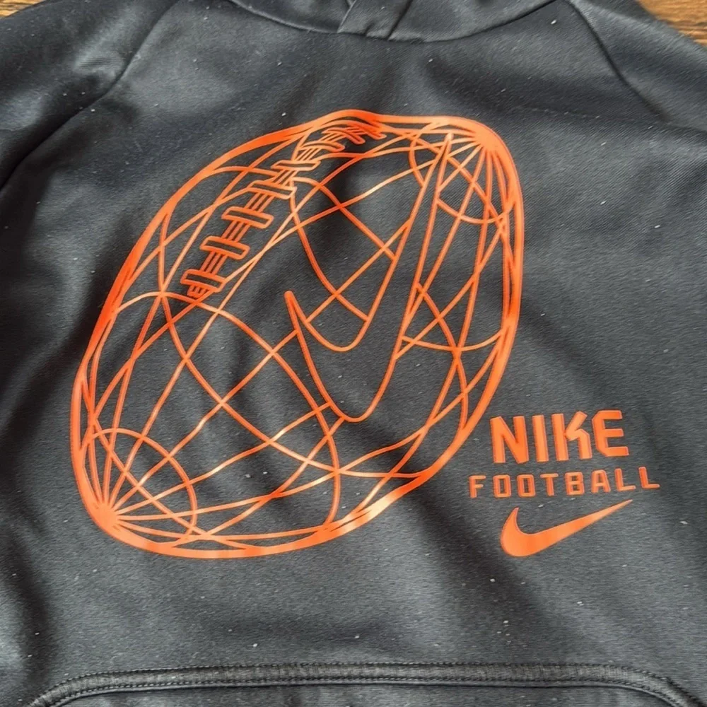 Nike Kids Black and Orange Football Hoodie youth size large USED